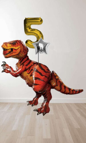 T rex birthday +  1 number + hp foil balloon